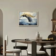 thumbnail image 2 of Nawypu  Framed Canvas Print Wall Art Whale Tail Splashes in Teal Ocean Water Animals Seascape Modern Art Nautical Landscape Relax/Calm for Living Room, Bathroom,Bedroom, Office, 2 of 4
