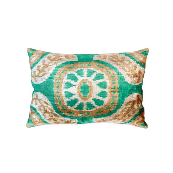 Silk Velvet Ikat Pillow - 15 x 24 in.