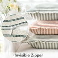 thumbnail image 3 of Pack of 2 Dark Green Pillow Covers 18x18 Inch Striped Farmhouse Couch Throw Pillow Covers with Fringe Chic Linen Decorative Cushion Covers for Sofa Living Room Bed Outdoor Home Decor, 3 of 18