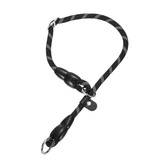 Slip Collar for Dogs, Reflective No Pull Nylon Rope with Adjustable Stopper & Stop Ring, (S-16 Inch, Black)