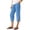 Sky Blue, variant on Wutalume Women's Cotton Linen Capri Pants Elastic Waist Casual Loose Straight Leg Beach Pocket Trousers Summer Vacation,Army Green L