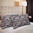thumbnail image 2 of MKHERT Black And White Striped Roses Pillowcase Pillow Protector Cushion Cover 20x30 inch,Set of 2, 2 of 2