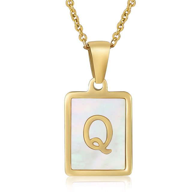26 English Letters (A-Z) Necklace For Women Titanium Steel Stainless Steel Pendant Necklace Pearl Shell Oil Drop Necklace As Gift For Wife , Daughter, Friend