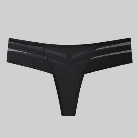 Fulorrnie Underwear for Women No Show Seamless Comfort Thong Panties Elastic Waist Banded Moisture Wicking High Waisted Panty  Black  M