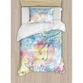 thumbnail image 3 of Colorful Home Decor King Size Duvet Cover Set, Romantic Brushstroke Backdrop with Haze Blur Splash Features and Moth Antler, Decorative 3 Piece Bedding Set with 2 Pillow Shams, Multi, by Ambesonne, 3 of 3