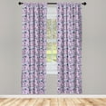 thumbnail image 3 of Floral Curtains 2 Panels Set, Spring Themed Pattern with Doodle Flowers, Window Drapes for Living Room Bedroom, 56"W X 95"L, Purple Slate Blue, by Ambesonne, 3 of 5