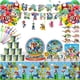 thumbnail image 1 of Decoración para fiesta de cumpleaños de Super Mario, juego para niños, vajilla temática de Mario, vasos, platos, globos de Super Brother, suministros para baby shower, 1 of 5