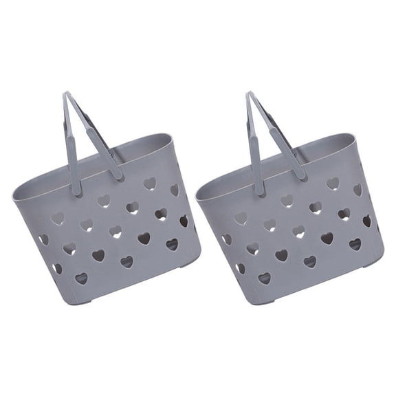 ibasenice 2-Pack Grey Plastic Hollow Storage Baskets for Bathroom, Home Organization and Vegetable Storage