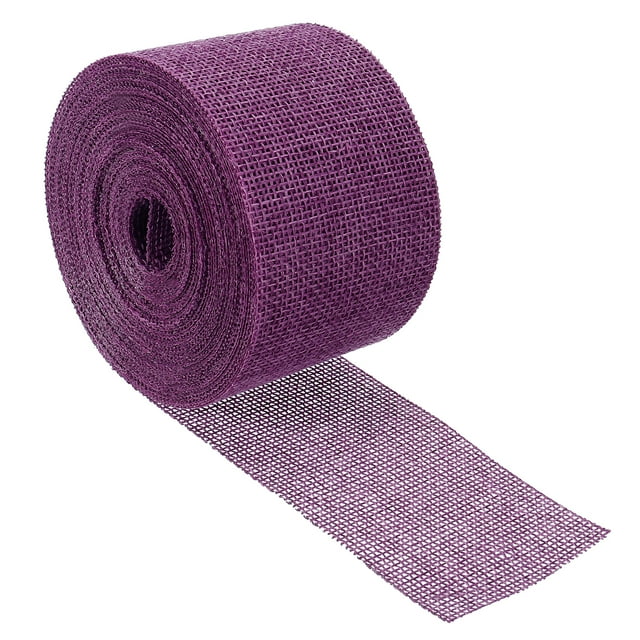 Unique Bargains 2 Inch x 11 Yards Jute Crafts Party Wrapping Decoration Burlap Fabric Ribbon Dark Purple