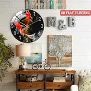 12 Inch Tempered Glass Wall Clock, Red Koi Swimming Pattern Design Wall Clock, Silent Clock, Suitable for Home Decoration (Battery Not Included), 30cm