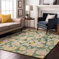 thumbnail image 5 of HomeRoots 648162 5 x 8 ft. Green Yellow & Ivory Floral Washable Machine Made Rectangle Area Rug with UV Protection, 5 of 9