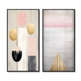 thumbnail image 2 of Designart "Retro Geometry Pink Gold Full Moon Bloom VIII" Modern Geometric Framed Wall Art Set Of 2 - Modern Pink Gallery Wall Frame Set For Home Decor, 2 of 6
