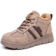 thumbnail image 6 of Womens Snow Boots Fashion Splice Leather Lace up Winter Ankle Booties Fuzzy Lined Platform Sneakers Walking Shoes Coffee Size 7, 6 of 7