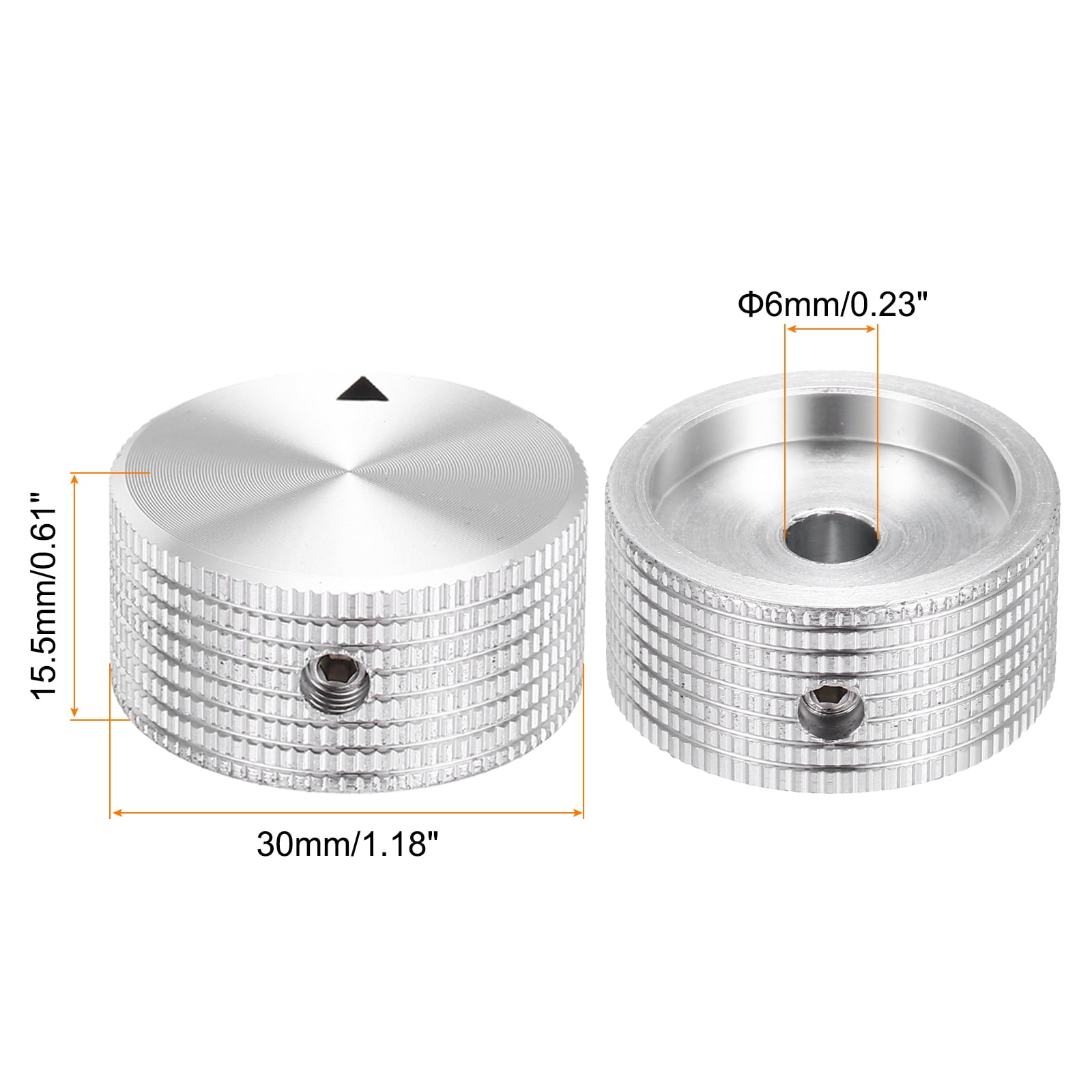Uxcell 4 Pcs Aluminium Potentiometer Knobs, 1/4" (6mm) Universal Volume Tone Control Knobs with Arrow Indicator for Guitar, Bass, 5/8" Silver