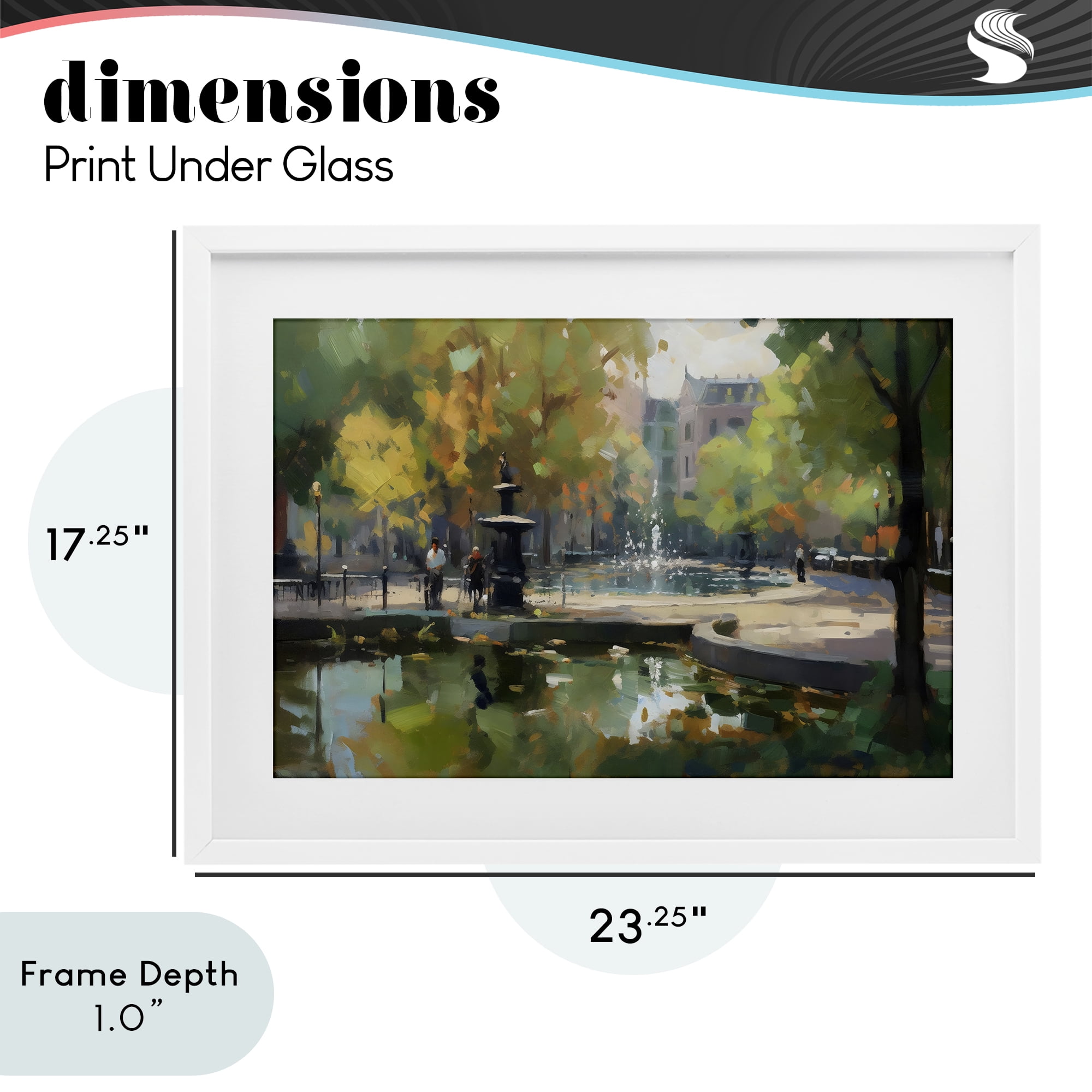 Stupell Industries Autumn Reflections at Park Fountain White Framed Print Under Glass, design by Creative Studio
