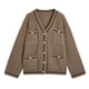 thumbnail image 1 of Mujeres Largas De Tejido De Tejido V Cuello Cierre De Mangas Largas Sweater Casual Para Otoño Para Otoño, 1 of 8