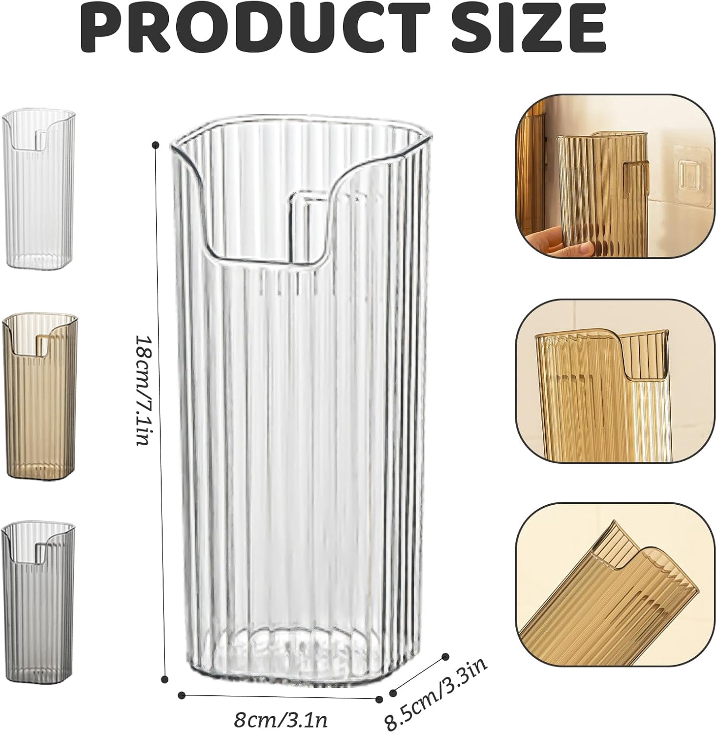 3 Pack Storage Organizer Bins Wall Mounted, Hanging Cabinet Door Organizer for Organizing, Clear Stackable Organizer Basket, Floating Shelves Fridge Organizer for Wall Refrigerator Kitchen Bathroom