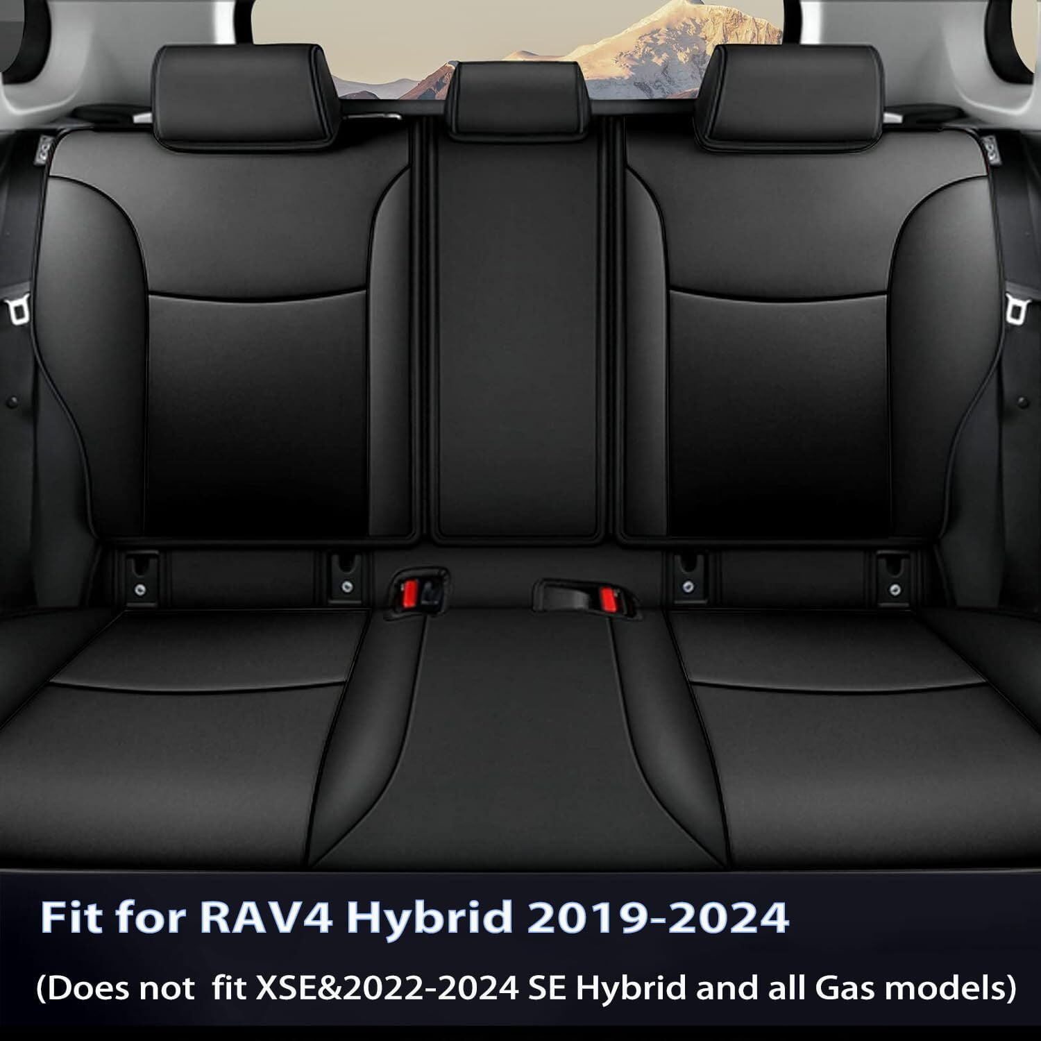AOMSAZTO RAV4 Hybrid Car Seat Covers Custom Fit for Toyota RAV4 Hybrid 2019 2020 2021 2022 2023 2024 (Not for XSE&2022-2024 SE Hybrid)-Full Set Faux Leather (Black)