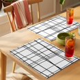 thumbnail image 4 of Black Striped Placemats Set of 6 Navy Indigo Contemporary Minimalist Art Place Mats Indoor Wipeable Table Mats Washable Cloth Dining Table Placemats for Kitchen Holiday Party Home Decor 13x19 Inch, 4 of 9