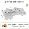 thumbnail image 2 of Canapé Moderne en Velours Côtelé Orange en Forme de U - Canapé Modulaire Inclinable 3 Places, 2 of 8