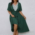 thumbnail image 5 of UPPADA Women Plus Size Maxi Dress Cocktail Wedding Guest Dress Short Sleeve Wrap V Neck Formal Dress High Low Split Ruffle Long Dress for Curvy Women Green,XL, 5 of 7