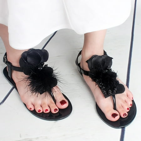 

LEEy-World Wedge Sandals for Women Sandals for Women Elastic Sandals Jussy Flat Thong Sandals with T-Strap Women s Open Toe Sandals Summer Beach Sandals