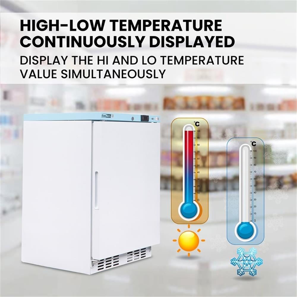 Pemberly Row 3.9 cu.ft. Commercial Refrigerator in White with Temperature Alarm