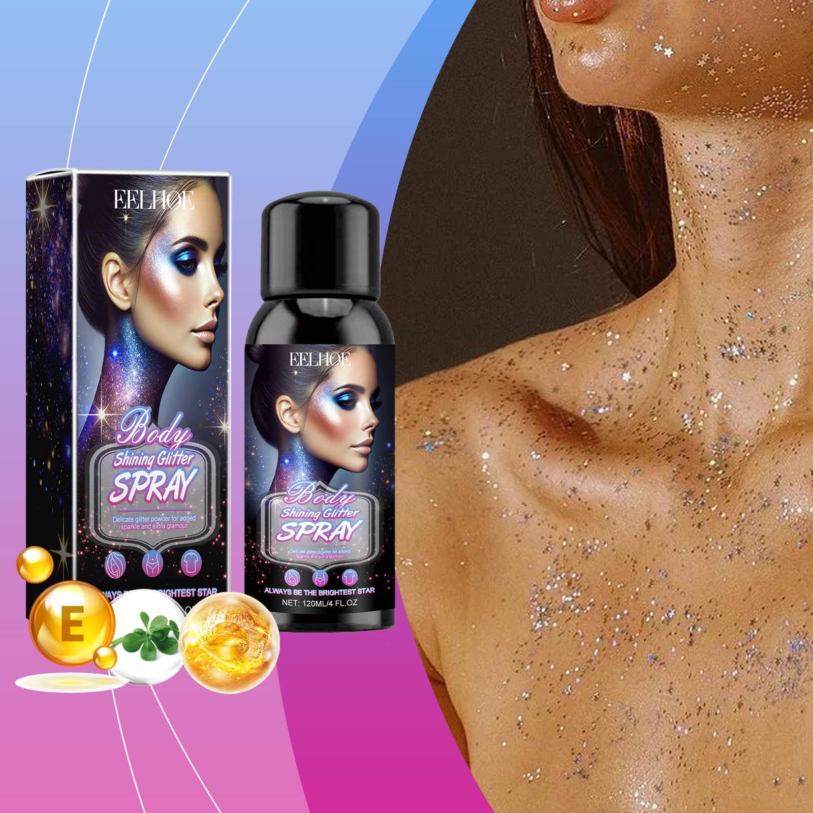 Heliisoer Glitter Spray Highlight Spray Natural Three-dimensional Durabled Brightening Powder 120ml