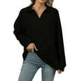 thumbnail image 1 of Chandail Décontracté à Manches Longues pour Femmes, Col en V, Sans Capuche, Automne, Confortable, Doux, Coupe Ample, 1 of 8