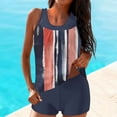 thumbnail image 2 of nerohusy Summer Tankini Swimsuits for Women Tummy Control Modest 2 Piece Flowy Top and Boy Shorts Bathing Suit Summer Vacation Beach Swim Suits,Brown,L, 2 of 5