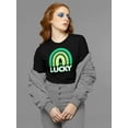thumbnail image 4 of St Patricks Day Lucky Shamrock Rainbow Womens Long Sleeve T Shirt, 4 of 5