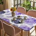 thumbnail image 3 of Purple Ombre Spring Floral Table Cloths for 3 Foot Rectangle Tables, Summer Botanical Flowers Patio Waterproof Elastic Fitted Tablecloths, Washable Rectangular Table Cover for Camping, 3 of 8