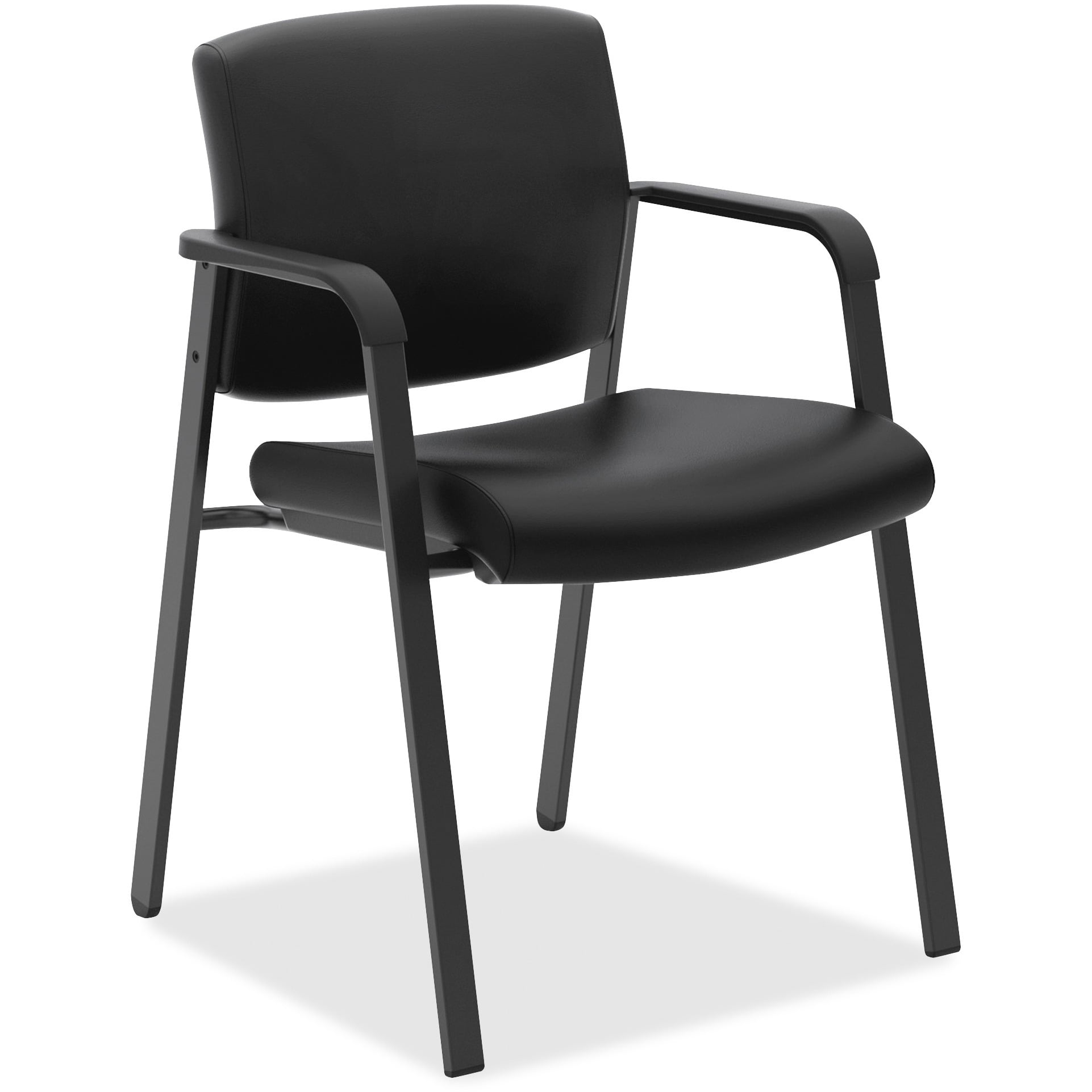 basyx VL605 Guest Reception Waiting Room Chair, Black Leather, with