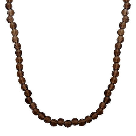 - 100 ct Smoky Quartz Strand Necklace in Sterling Silver