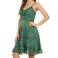 thumbnail image 3 of Sakkas Stonewashed Rayon Adjustable Spaghetti Straps Mid Length Dress - Sage Green - 1X/2X, 3 of 6