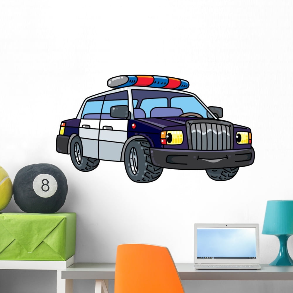 Funny Cartoon Police Car Wall Decal Wallmonkeys Peel and Stick Decals