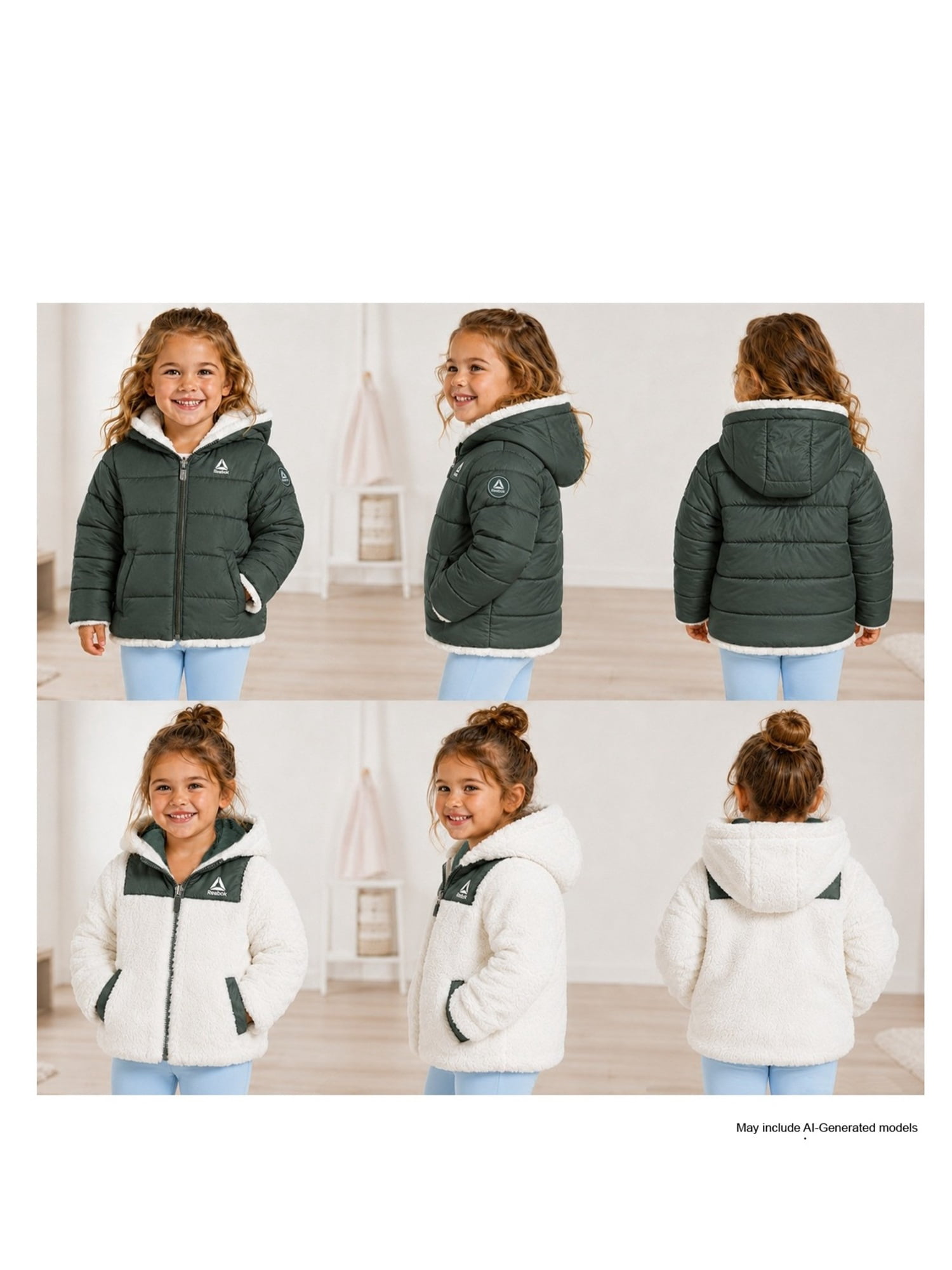 Reebok Toddler Reversible Puffer Coat, Sizes 12M-5T