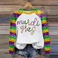 thumbnail image 2 of FrzhBrz Mardi Gras Plus Size Tops for Women Long Sleeve Tshirts Shirts for Women Graphic Mask Printed Carnival Parade Plus Size Tunic Tops, 2 of 3