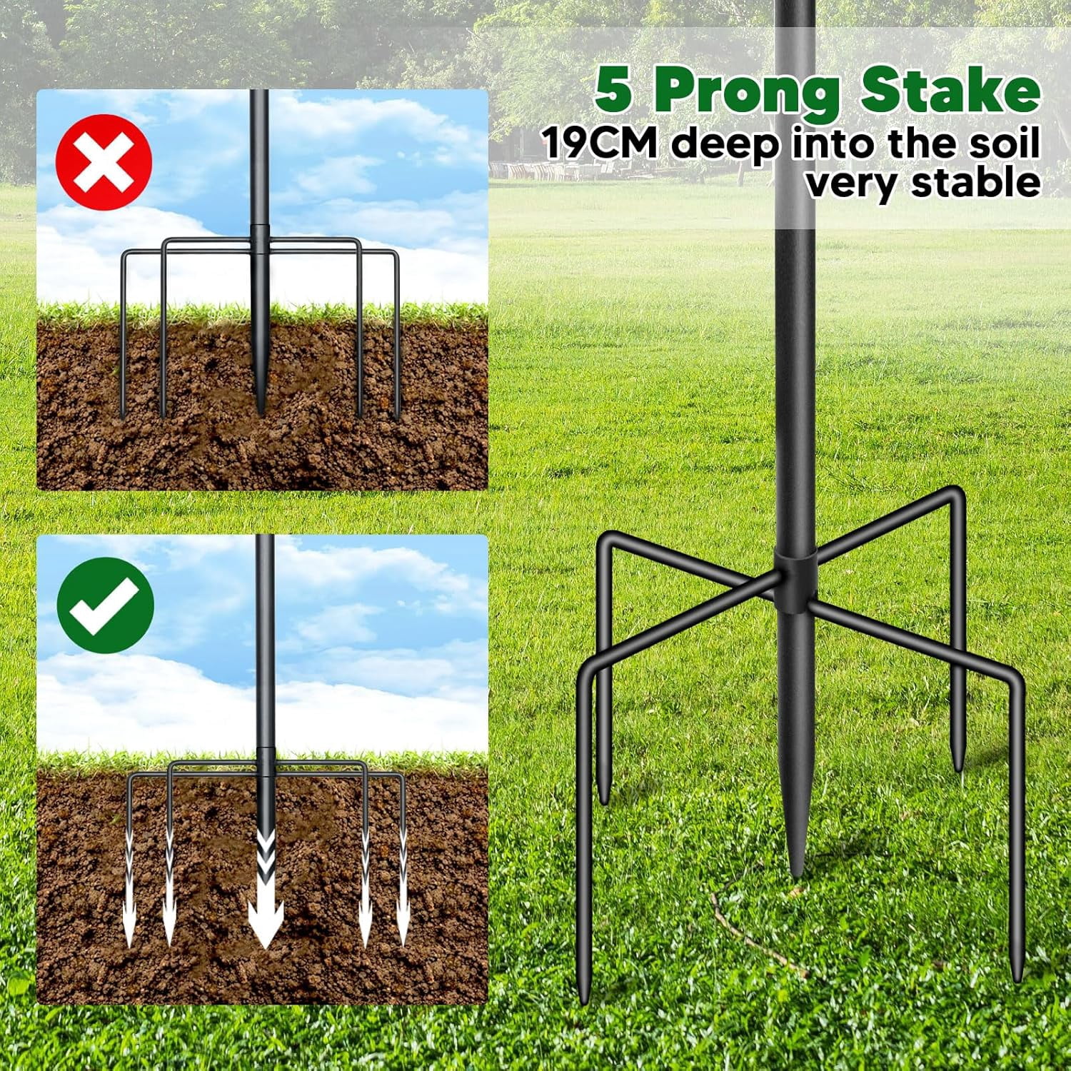 KOLAKO Bird Feeding Station,195cm Adjustable Bird House Poles, Heavy Duty Feeder Stand, Garden Shepherds Hooks Crook for Outdoors Hanging Lights Basket Hanger,76 inch, Black
