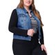 thumbnail image 1 of Women's Plus Size Trucker Vest Zipper Front Sleeveless Denim Vests Navy Blue 1X, 1 of 7