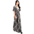thumbnail image 3 of KOH KOH Long Print Summer Sexy Kaftan Spring Hawaiian Casual Spring Wedding Guest Cocktail Sundress Gown Maxi Dress For Women Black & White XXX-Large US 22-24 DAN001_A034, 3 of 5