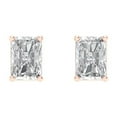 thumbnail image 3 of 14K Solid Gold Screw Back Stud Earrings for Women | 1 cttw Emerald Cut Moissanite | Rose Gold, 3 of 5