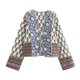 thumbnail image 2 of HH TRAF Chaqueta de algodón acolchada con estampado de doble cara y botonadura simple para mujer, cárdigan informal elegante y único, abrigo cálido, 2 of 4