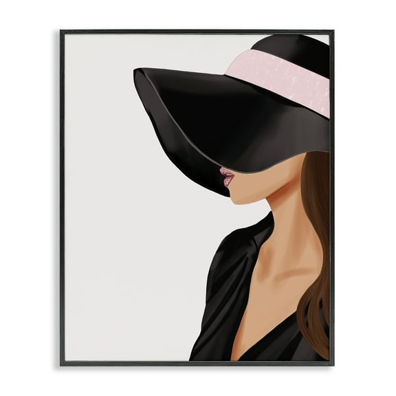 Stupell Industries Shaded Woman Large Hat People Painting Black Framed Art Print Wall Art, 11 x 14