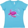 thumbnail image 3 of Inktastic Cute Pink Sea Turtle Women's V-Neck T-Shirt, 3 of 5