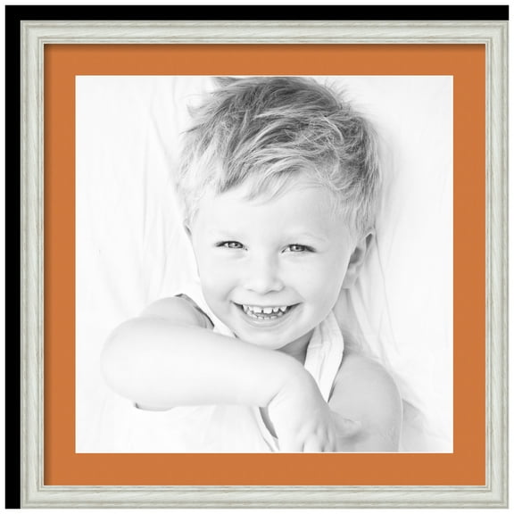 ArtToFrames 24x24" Matted Picture Frame with 20x20" Single Mat Photo Opening Framed in 1.25" Off White Wash on Ash and 2" Octoberfest Mat (FWM-4098-24x24)