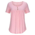 thumbnail image 4 of Ounisa Womens Summer Short Sleeve Tops Solid Casual Crochet Eyelet Shirts Dressy Blouses for Business & Casual Wear, 4 of 7