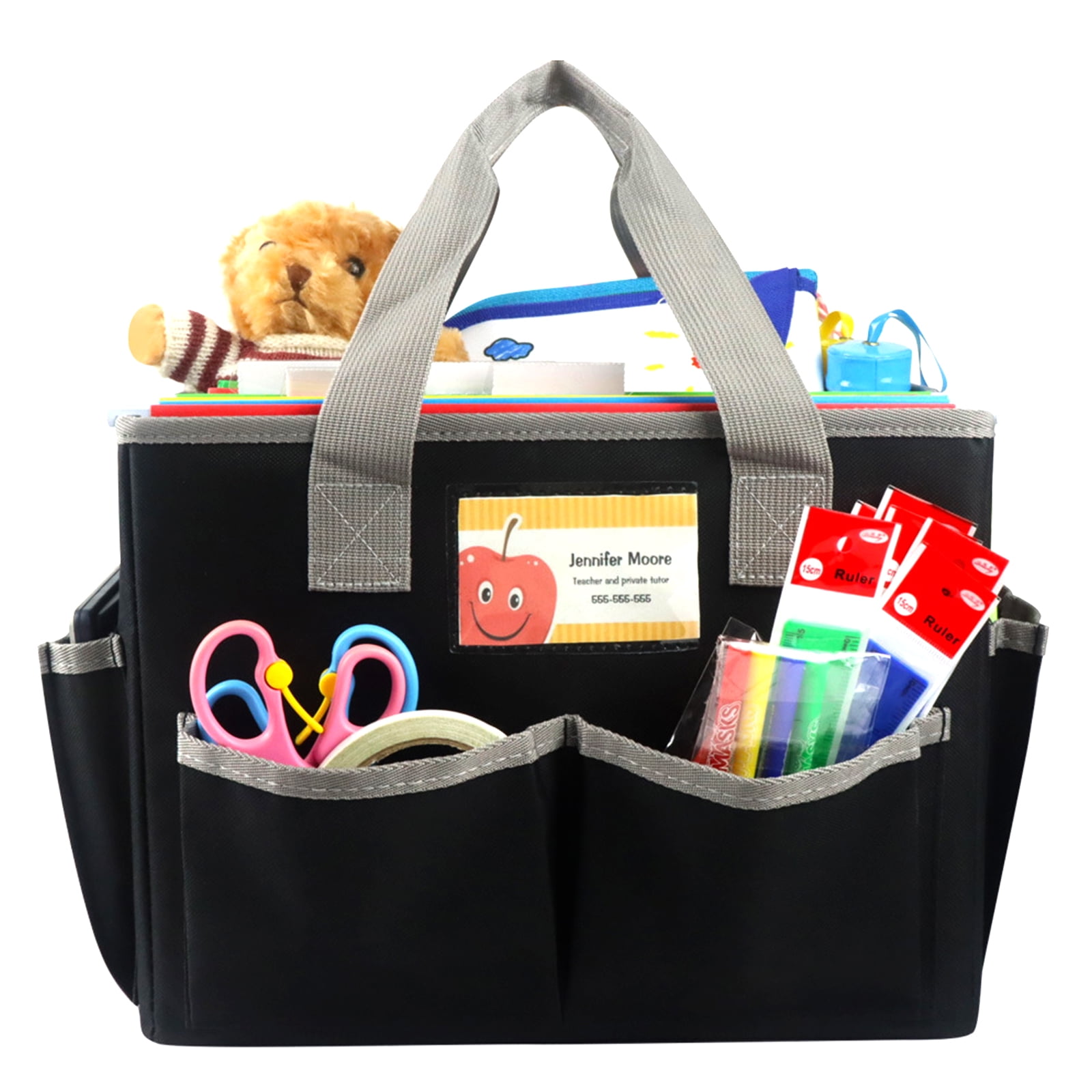 Milue Art Craft Canvas Organizer Bag Handheld Storage Tote Bag with 8 Pockets Handles