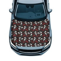 Uorisanigo Hood Cover Waterproof Sunproof Red Rose Skull Car Hood Wrap Blankets Stretchable Car Bonnet Banner for Auto Cars Truck Van SUV Automotive Accessories