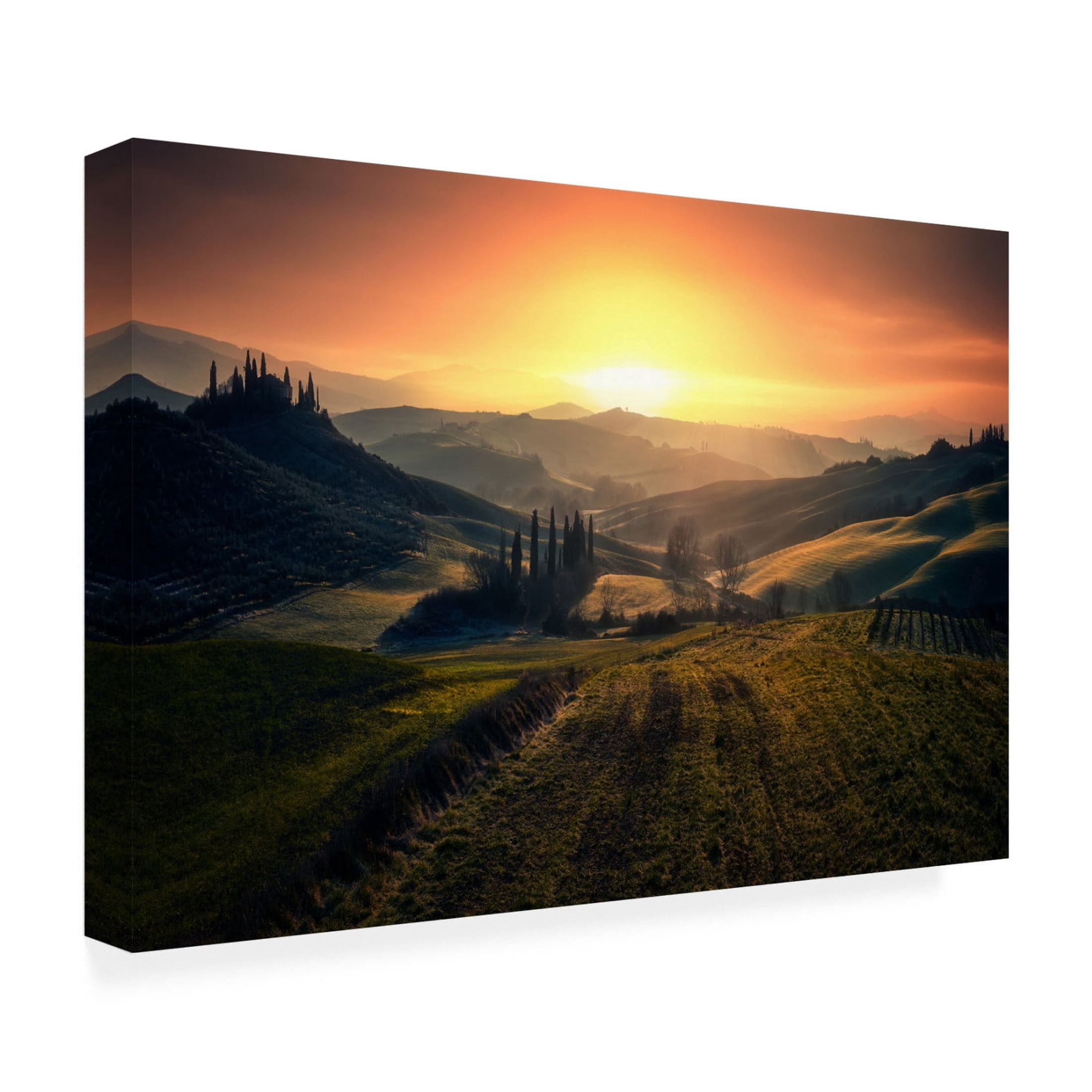 Canvas Wall Art - Fabrizio Massetti 'Val DOrcia In The Morning' Wall Art for Living Room, Bedroom, or Office Décor by Trademark Fine Art - 24 x 16 Inches